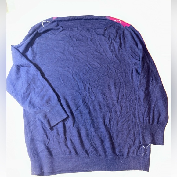 Talbots Sweater Women L Purple Wool Blend Argyle Preppy Holiday Soft Workwear - Picture 3 of 7
